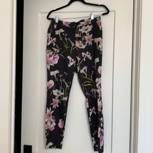 Black and floral silk Ted Baker pants